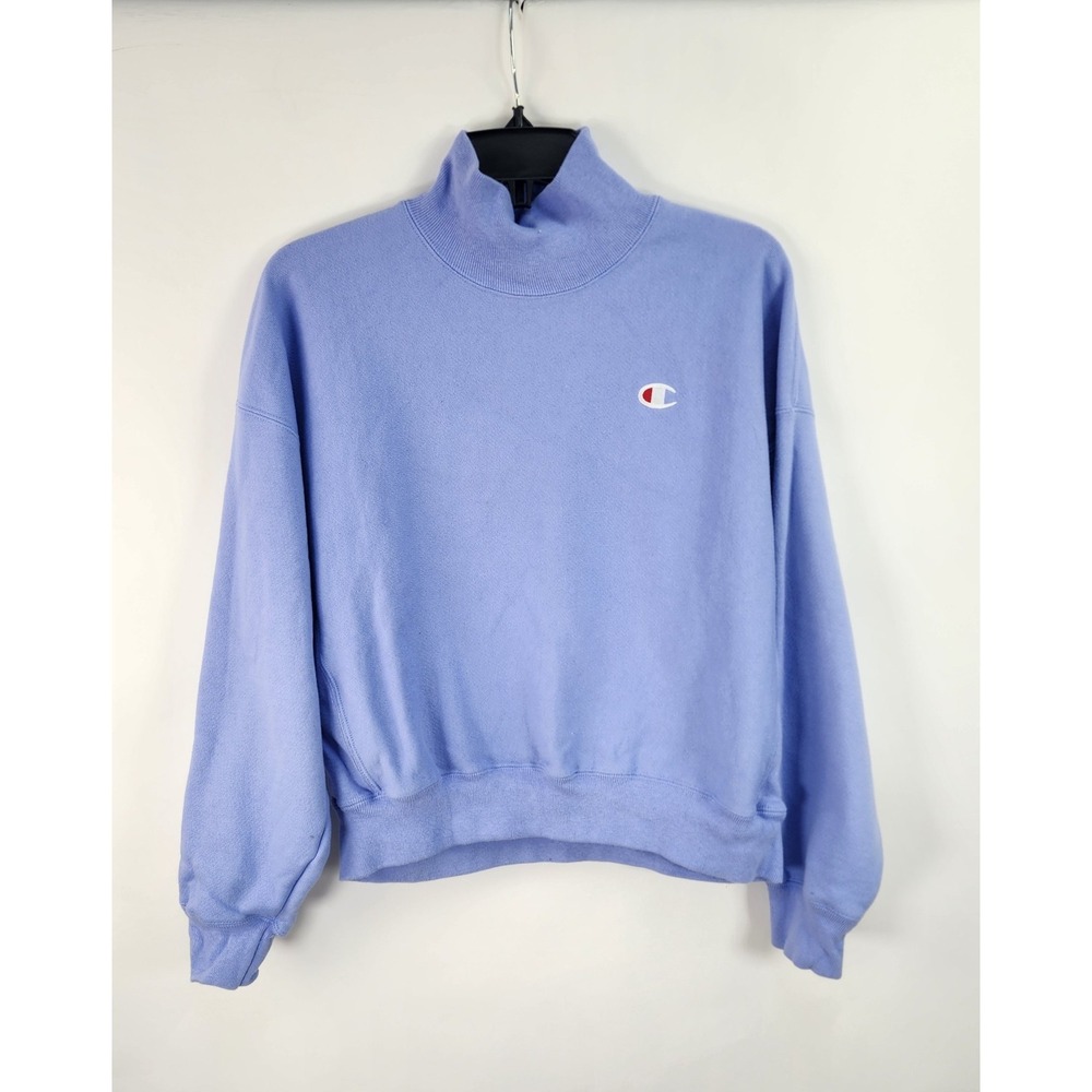 Champion Reverse Weave Oversized Sweatshirt Women's S Periwinkle Crop Athleisure